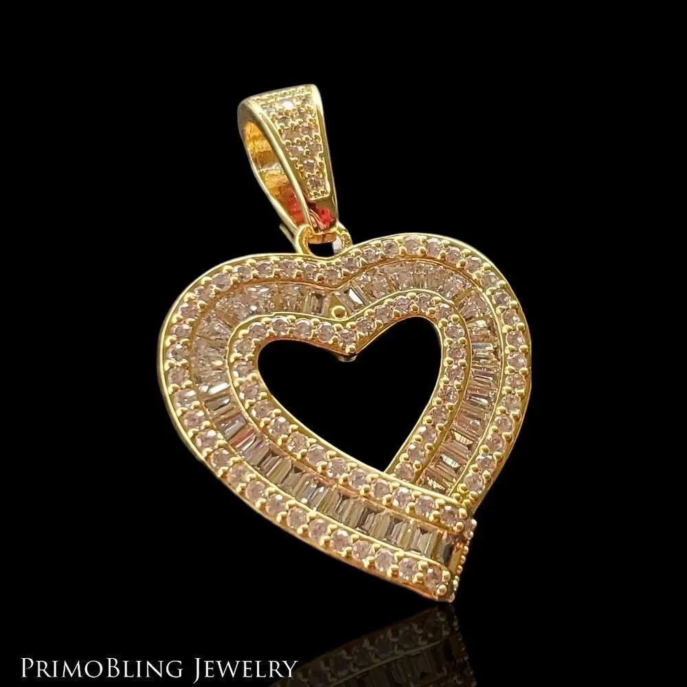 Iced Out Baguette Heart Necklace